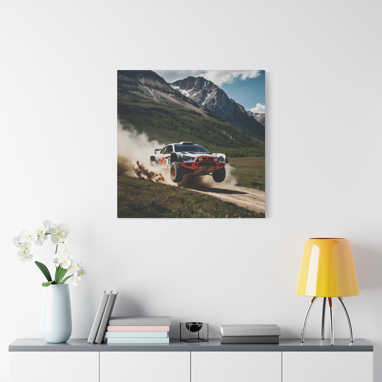Alpine Ascent Canvas Print – Rally Raid Off-Road Racing Art | Mountain Jump Wall Decor
