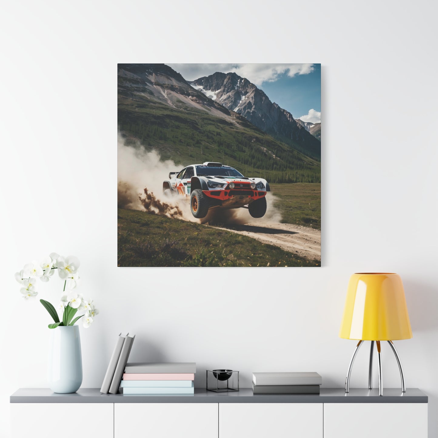 Alpine Ascent Canvas Print – Rally Raid Off-Road Racing Art | Mountain Jump Wall Decor