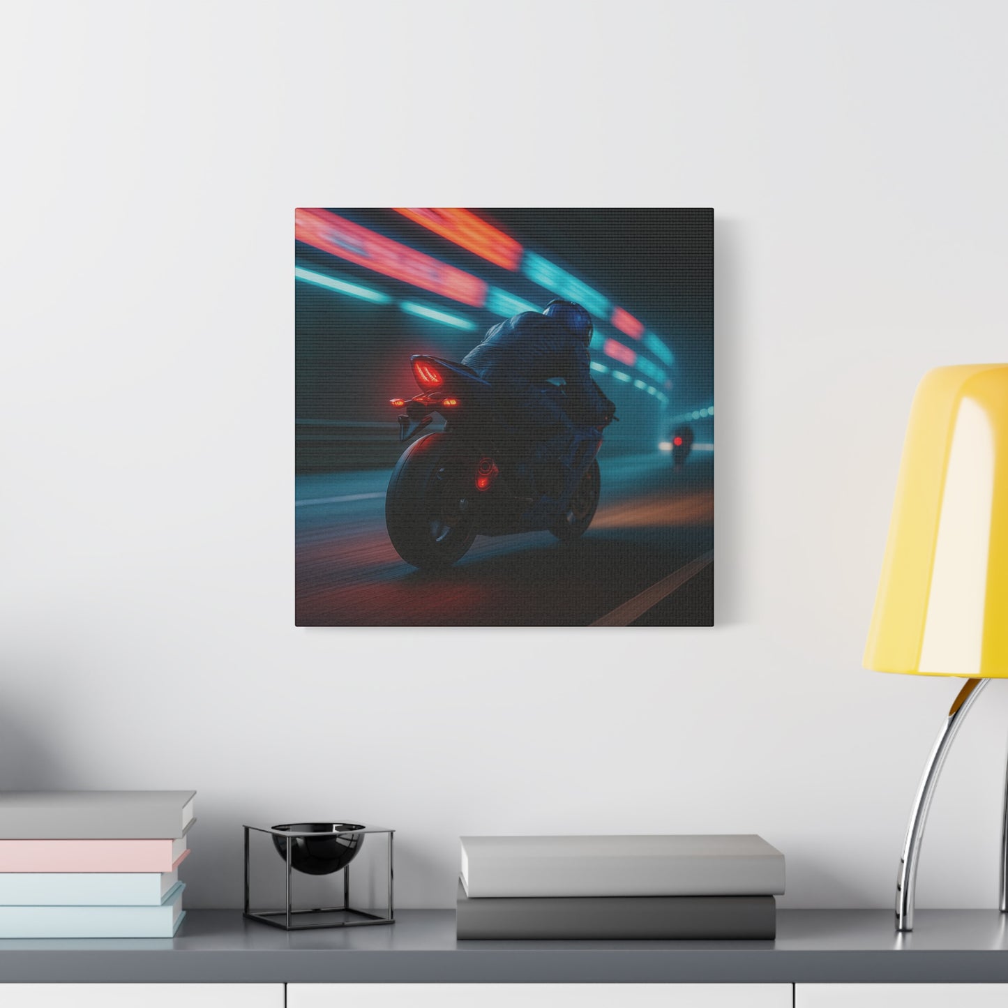 π Tunnel Rush β Urban Speed Motorcycle Canvas Print | Velocity, Lights & City Pulse