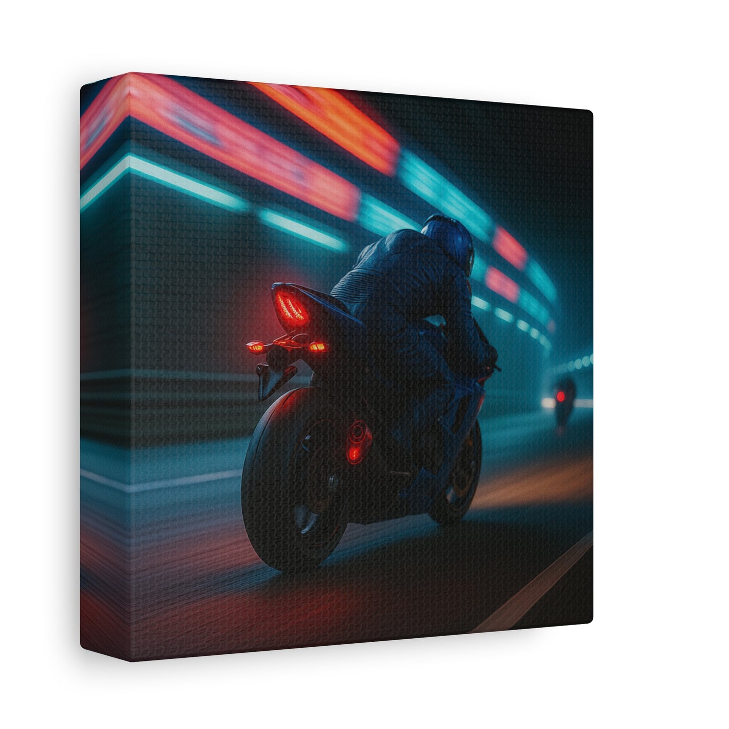 π Tunnel Rush β Urban Speed Motorcycle Canvas Print | Velocity, Lights & City Pulse