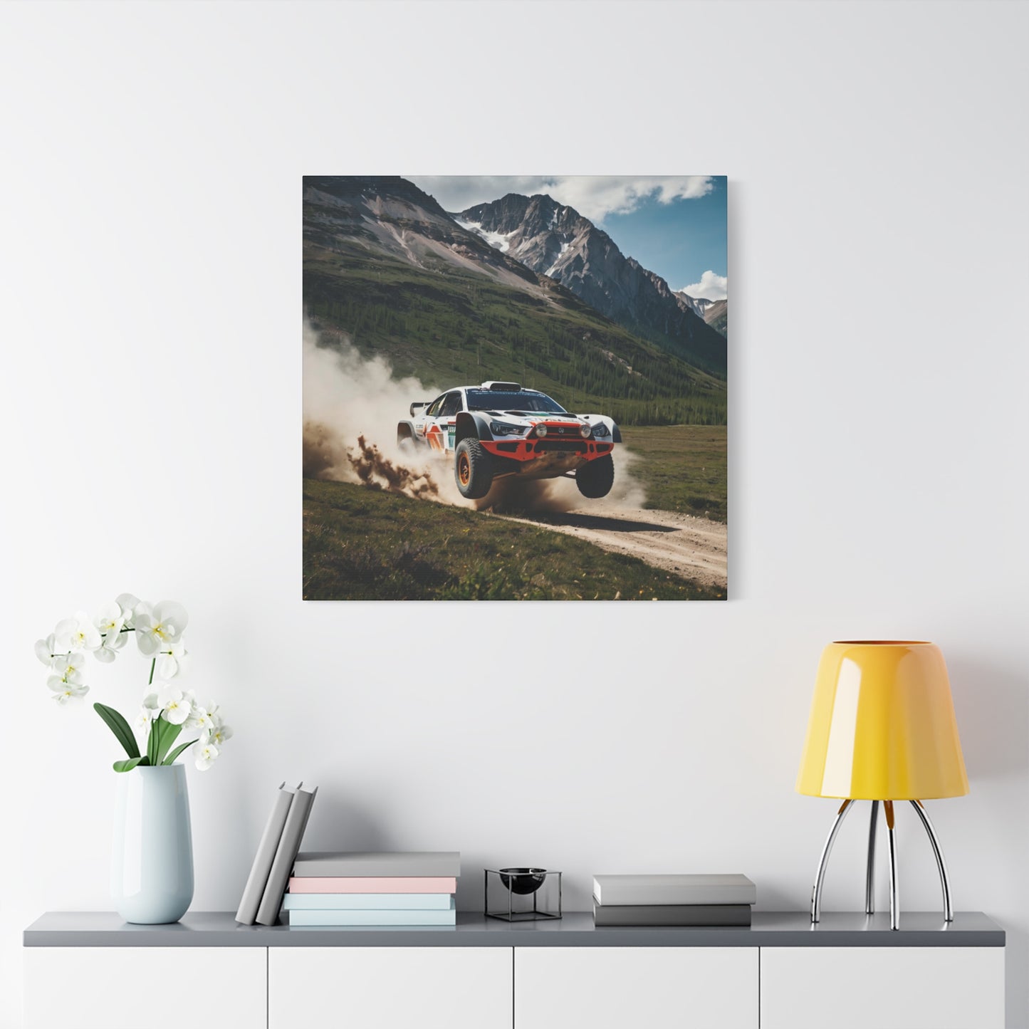 Alpine Ascent Canvas Print – Rally Raid Off-Road Racing Art | Mountain Jump Wall Decor