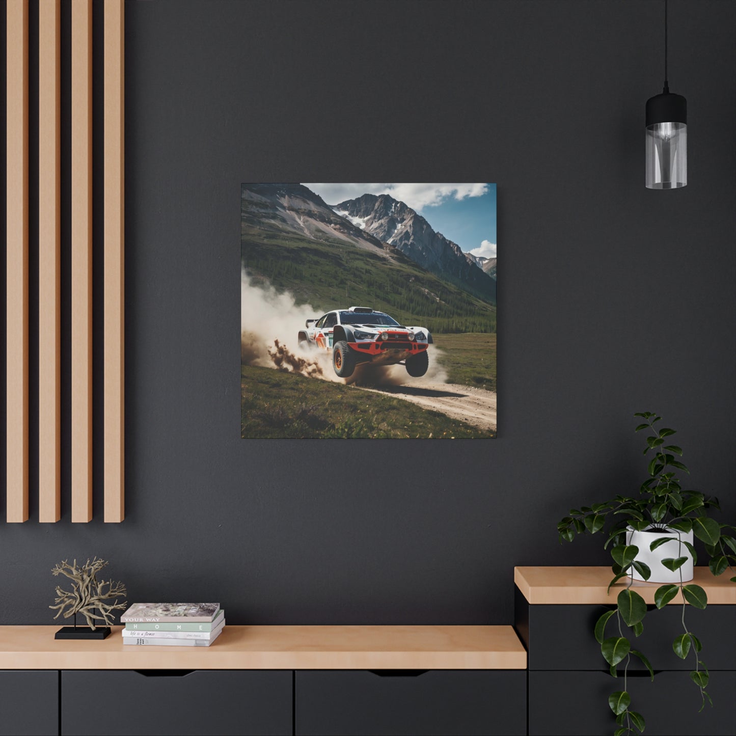Alpine Ascent Canvas Print – Rally Raid Off-Road Racing Art | Mountain Jump Wall Decor