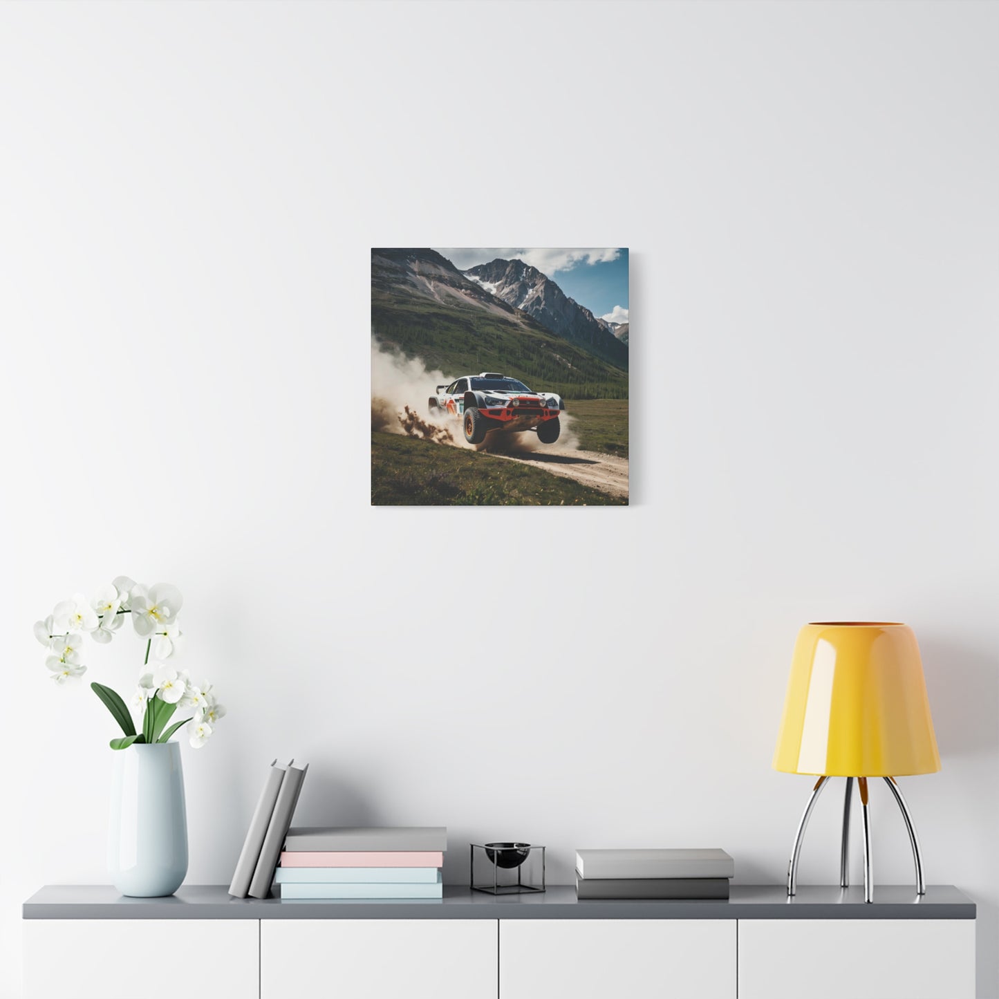 Alpine Ascent Canvas Print – Rally Raid Off-Road Racing Art | Mountain Jump Wall Decor