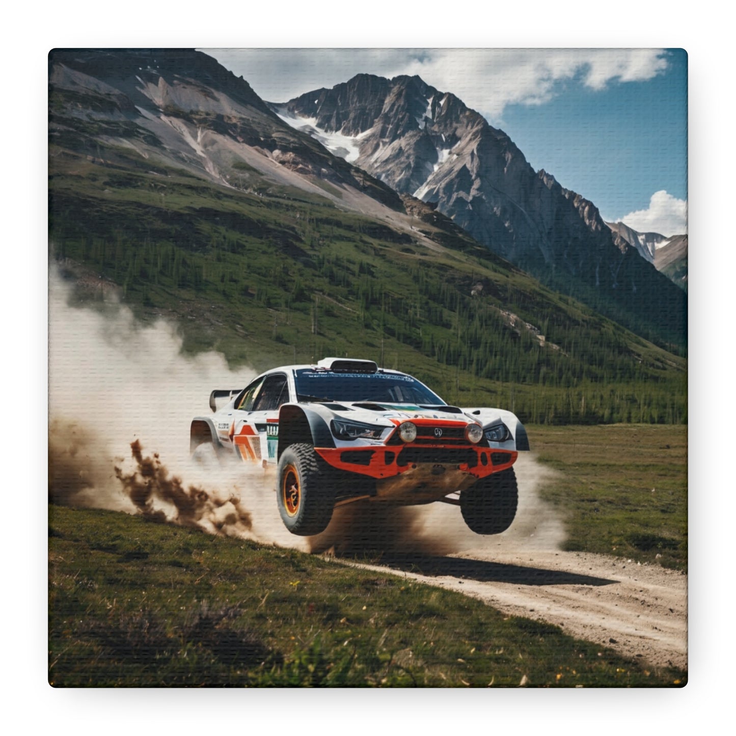 Alpine Ascent Canvas Print – Rally Raid Off-Road Racing Art | Mountain Jump Wall Decor