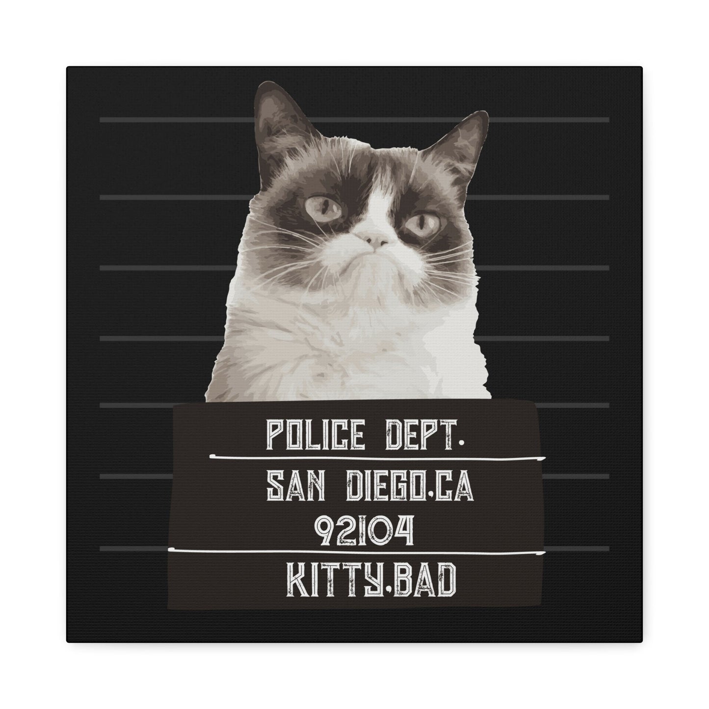 Bad Kitty Mugshot Canvas – San Diego’s Sassiest Outlaw - BTS Canvas