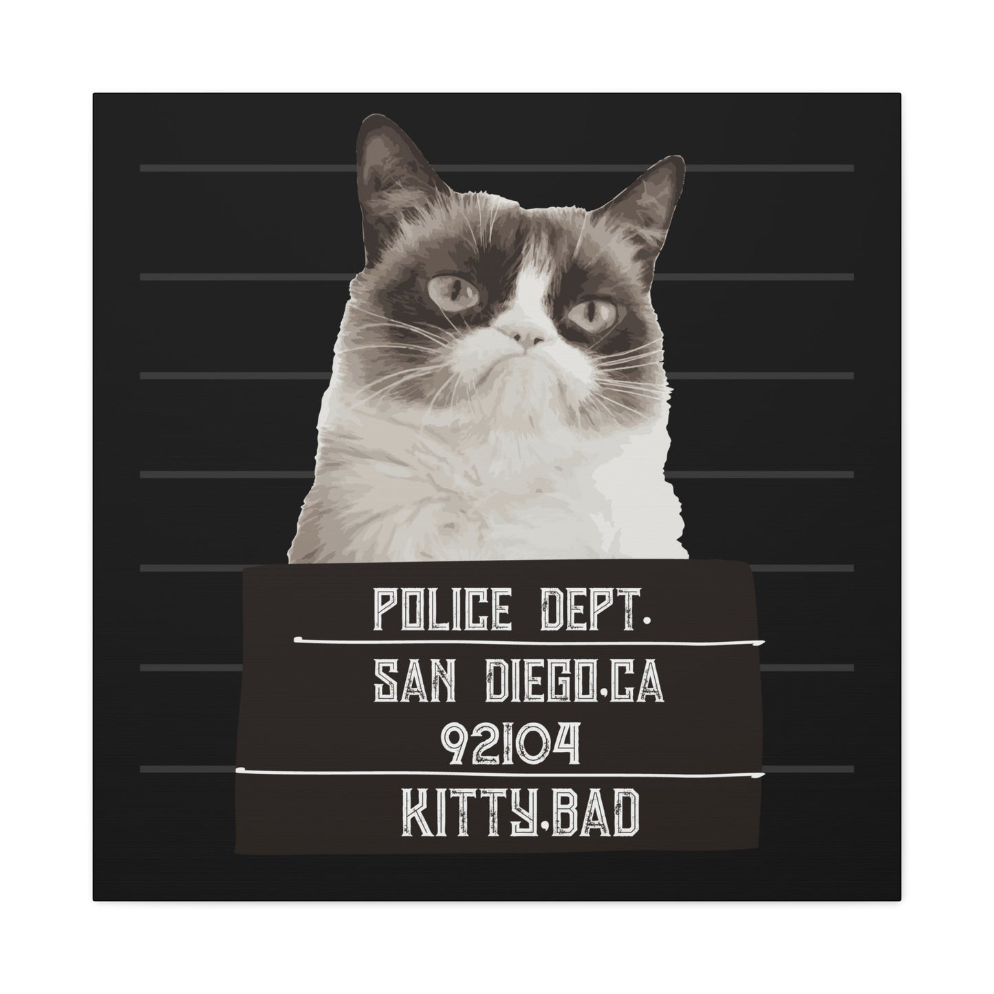 Bad Kitty Mugshot Canvas – San Diego’s Sassiest Outlaw - BTS Canvas