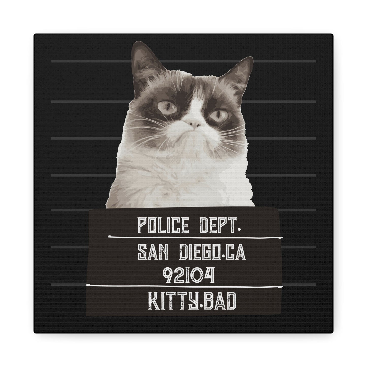 Bad Kitty Mugshot Canvas – San Diego’s Sassiest Outlaw - BTS Canvas