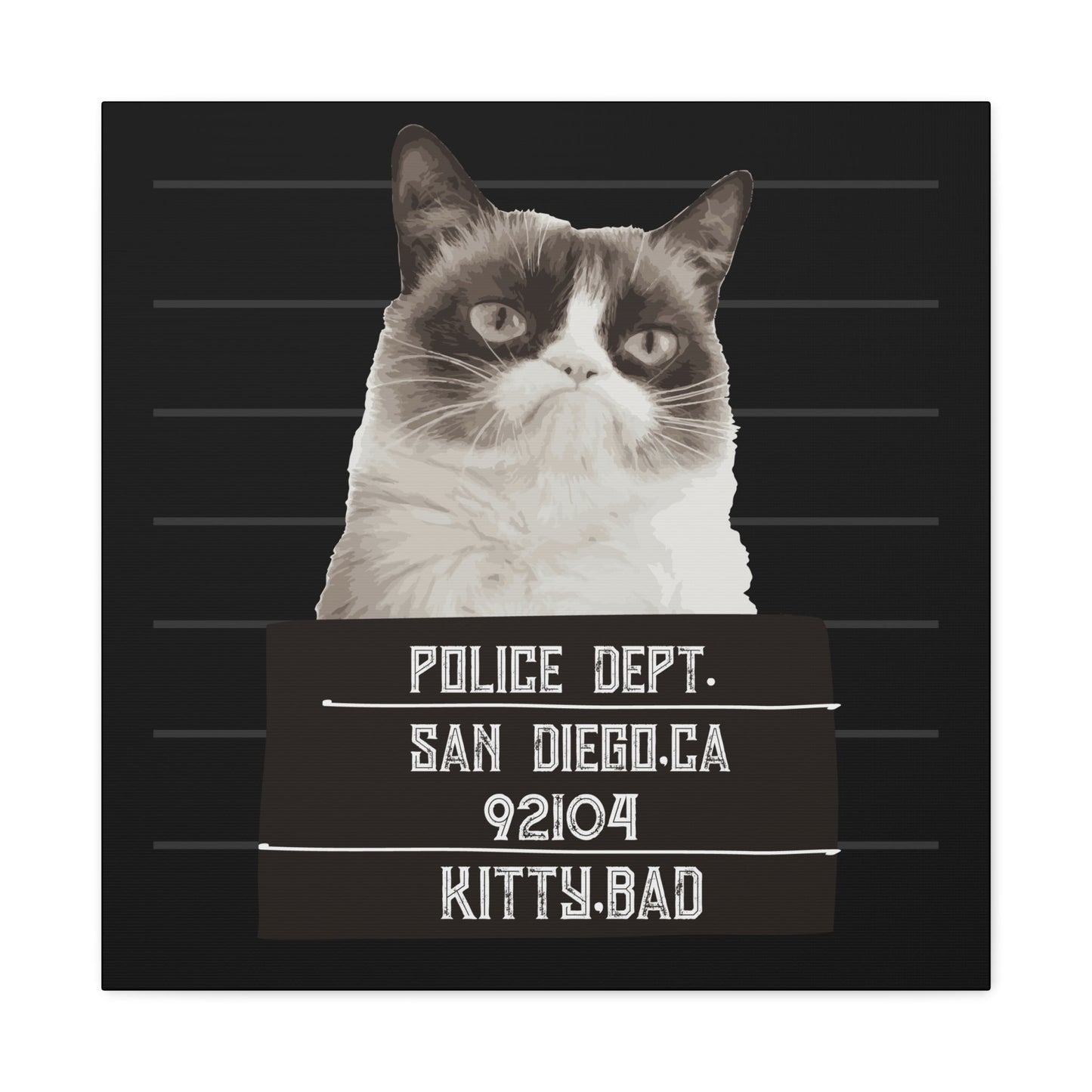 Bad Kitty Mugshot Canvas – San Diego’s Sassiest Outlaw - BTS Canvas