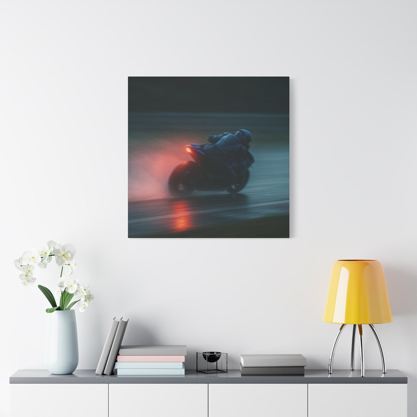 π₯ Brake Light Blur β Rain Racing Canvas Print | Speed, Drift & Liquid Drama Wall Art - BTS Canvas