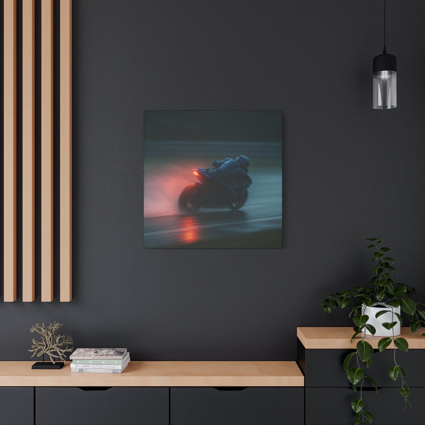 π₯ Brake Light Blur β Rain Racing Canvas Print | Speed, Drift & Liquid Drama Wall Art - BTS Canvas