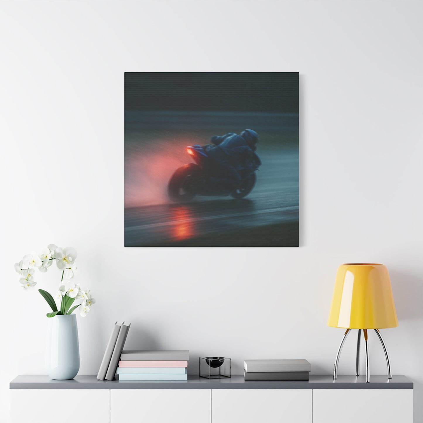 π₯ Brake Light Blur β Rain Racing Canvas Print | Speed, Drift & Liquid Drama Wall Art - BTS Canvas