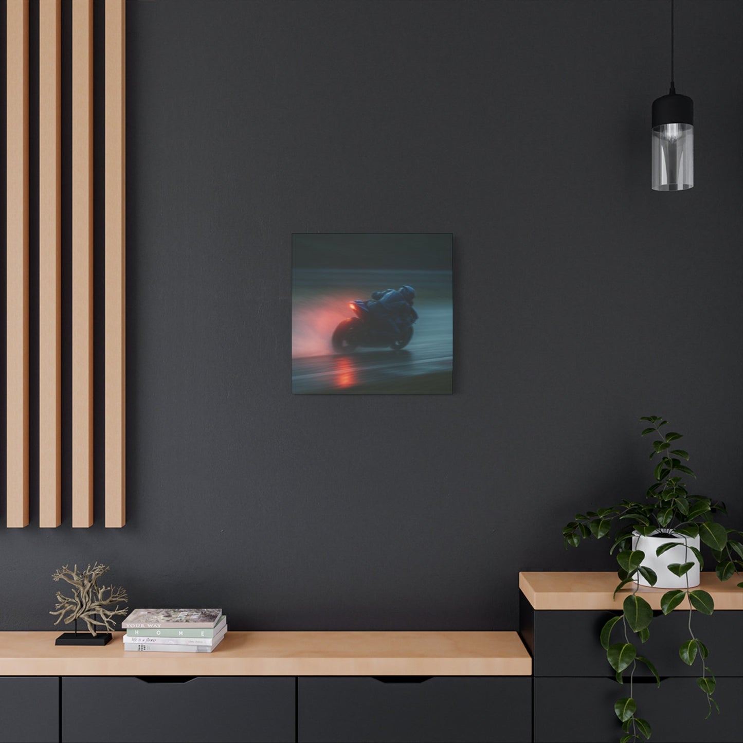 π₯ Brake Light Blur β Rain Racing Canvas Print | Speed, Drift & Liquid Drama Wall Art - BTS Canvas