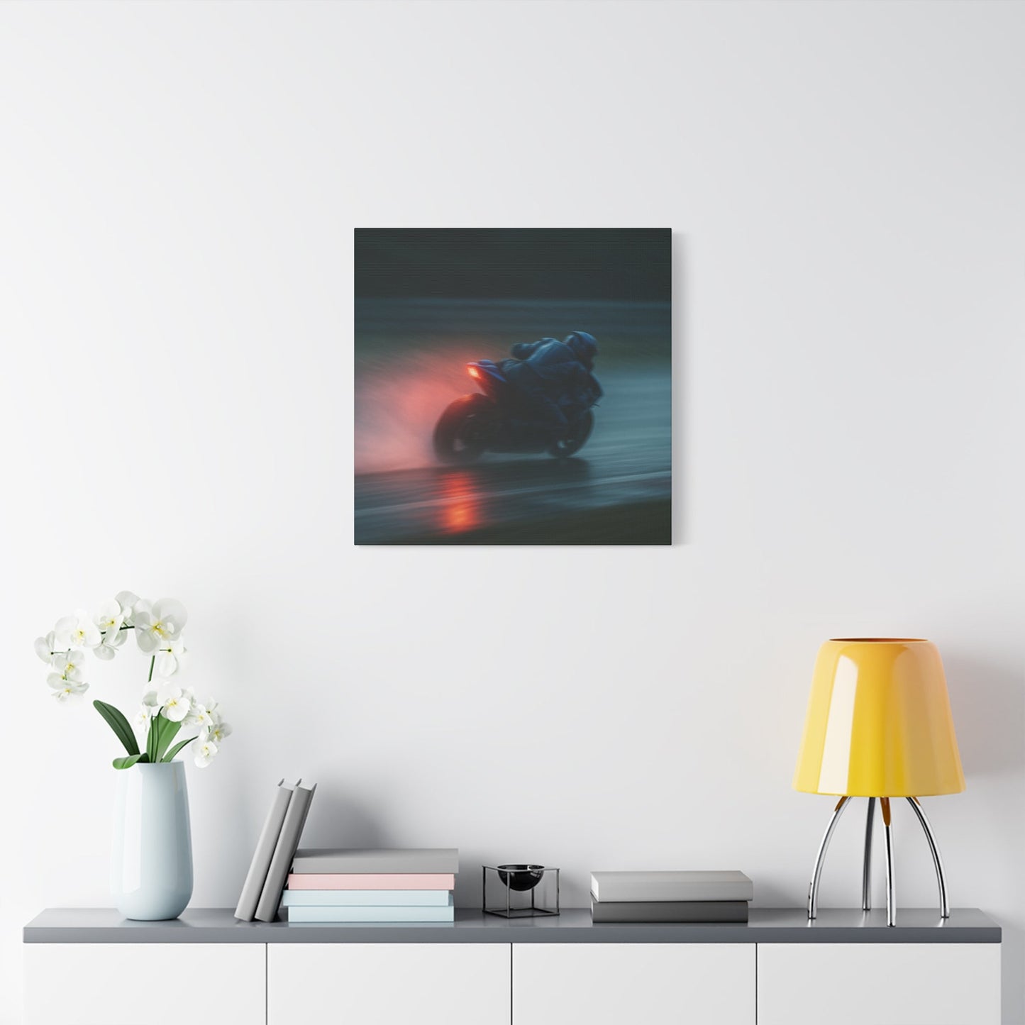 π₯ Brake Light Blur β Rain Racing Canvas Print | Speed, Drift & Liquid Drama Wall Art - BTS Canvas