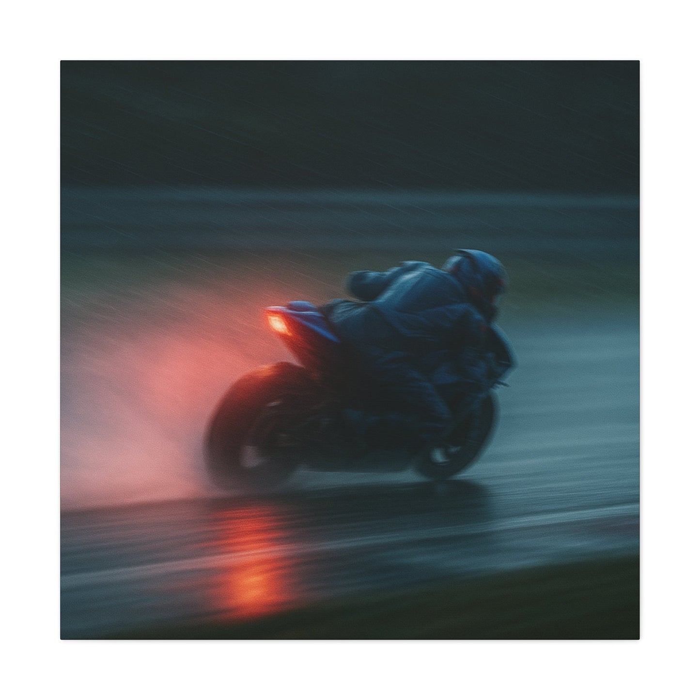 π₯ Brake Light Blur β Rain Racing Canvas Print | Speed, Drift & Liquid Drama Wall Art - BTS Canvas