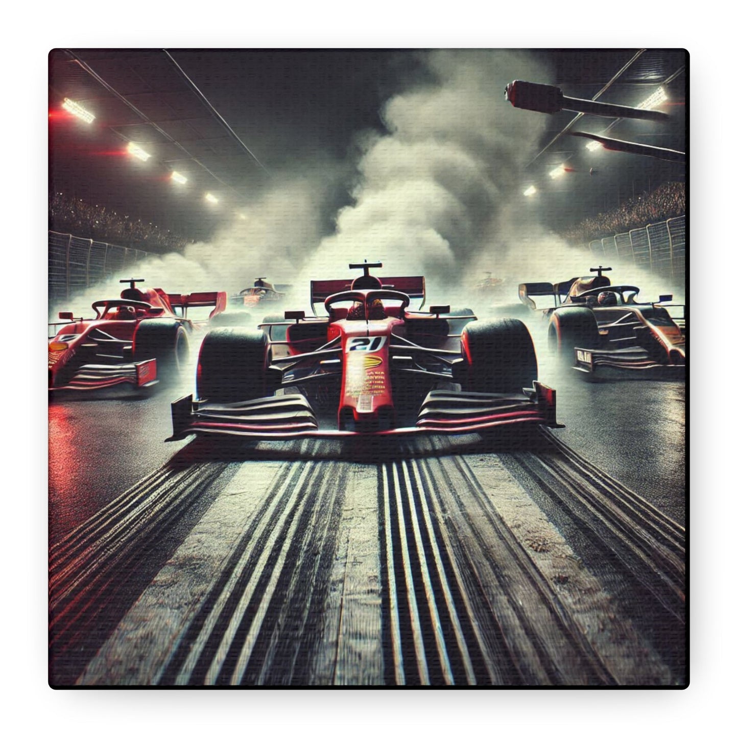 π Burnout Legends Canvas Print β Formula 1 Race Cars with Smoke Effect | High - Speed Wall Art - BTS Canvas