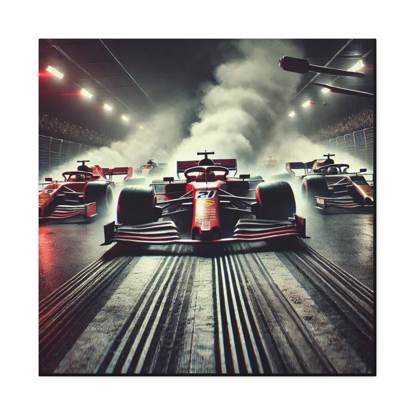 π Burnout Legends Canvas Print β Formula 1 Race Cars with Smoke Effect | High - Speed Wall Art - BTS Canvas