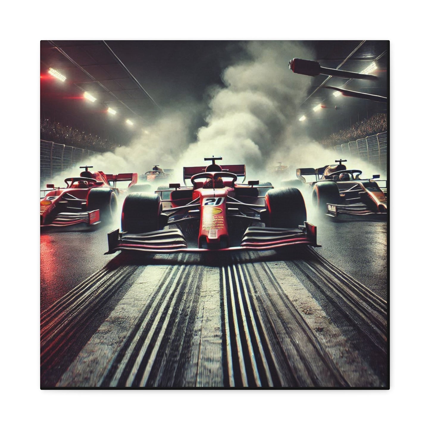 π Burnout Legends Canvas Print β Formula 1 Race Cars with Smoke Effect | High - Speed Wall Art - BTS Canvas