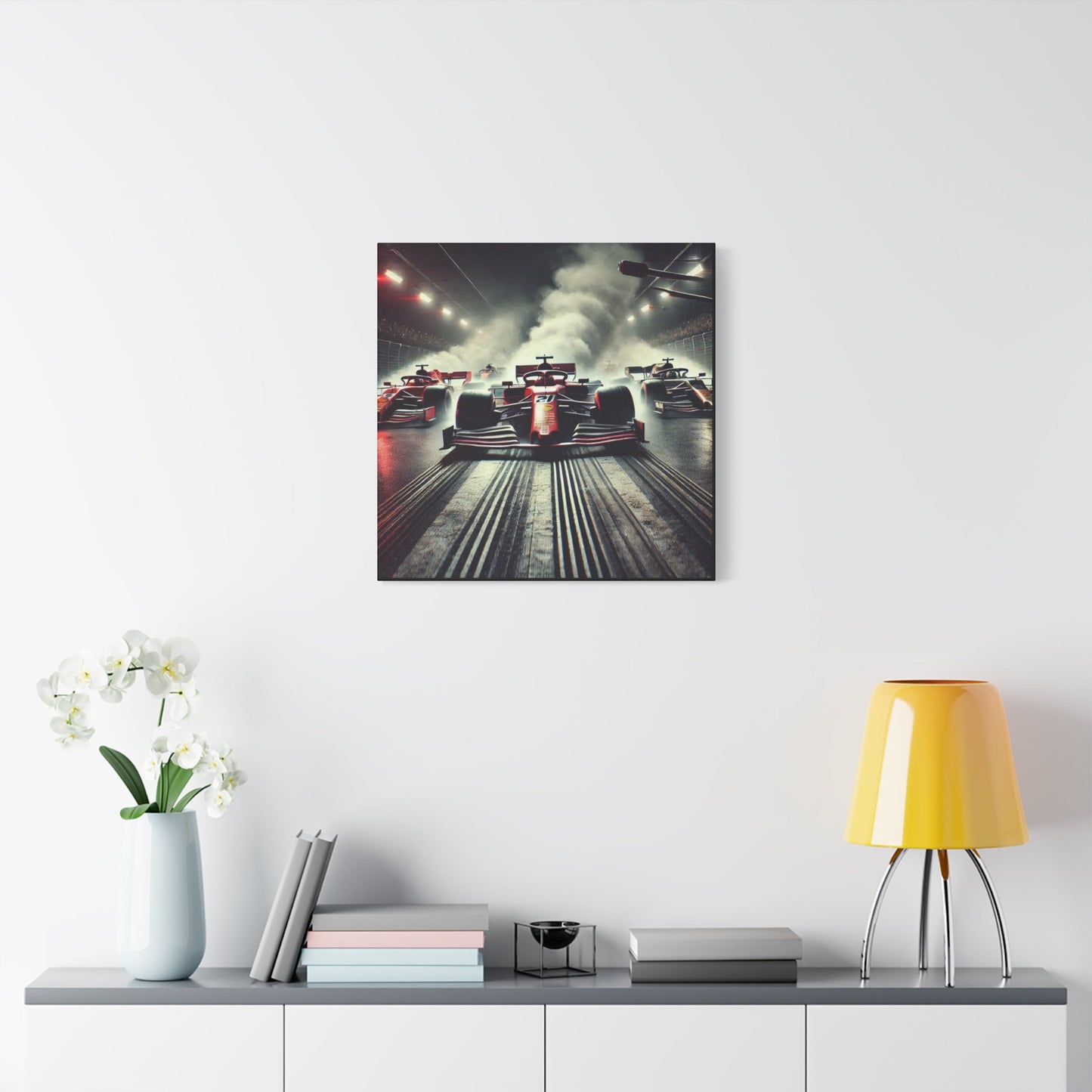 π Burnout Legends Canvas Print β Formula 1 Race Cars with Smoke Effect | High - Speed Wall Art - BTS Canvas