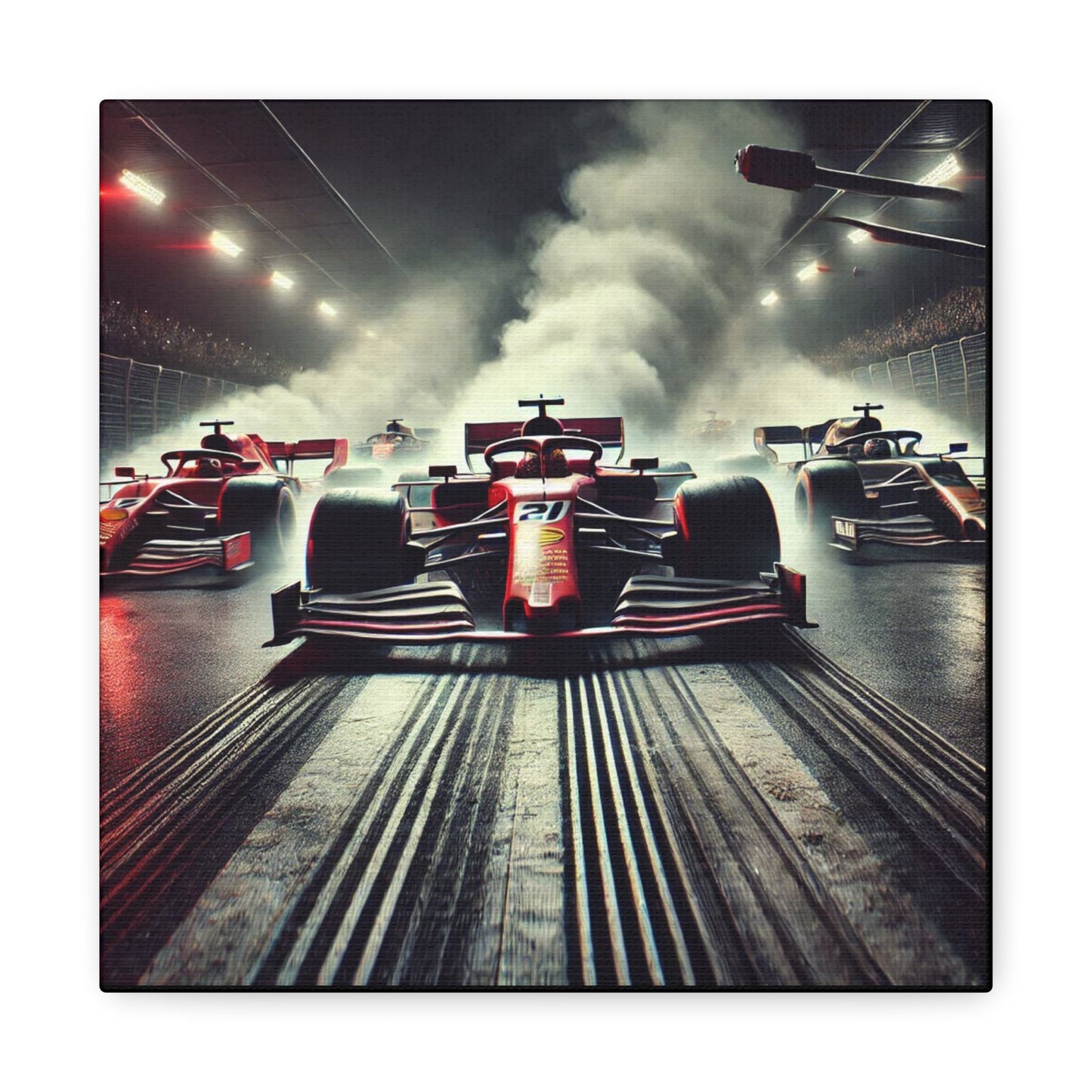 π Burnout Legends Canvas Print β Formula 1 Race Cars with Smoke Effect | High - Speed Wall Art - BTS Canvas