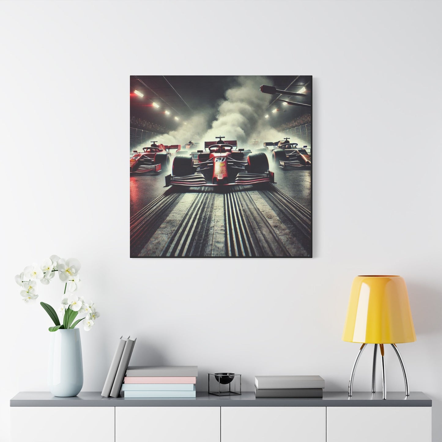 π Burnout Legends Canvas Print β Formula 1 Race Cars with Smoke Effect | High - Speed Wall Art - BTS Canvas