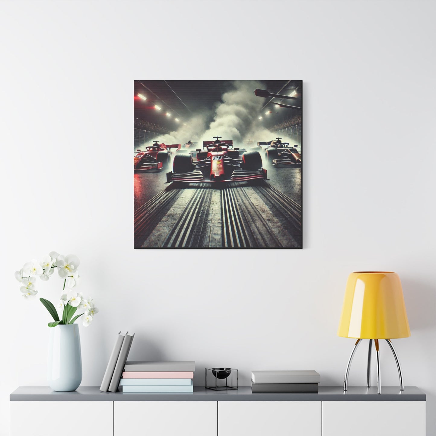 π Burnout Legends Canvas Print β Formula 1 Race Cars with Smoke Effect | High - Speed Wall Art - BTS Canvas