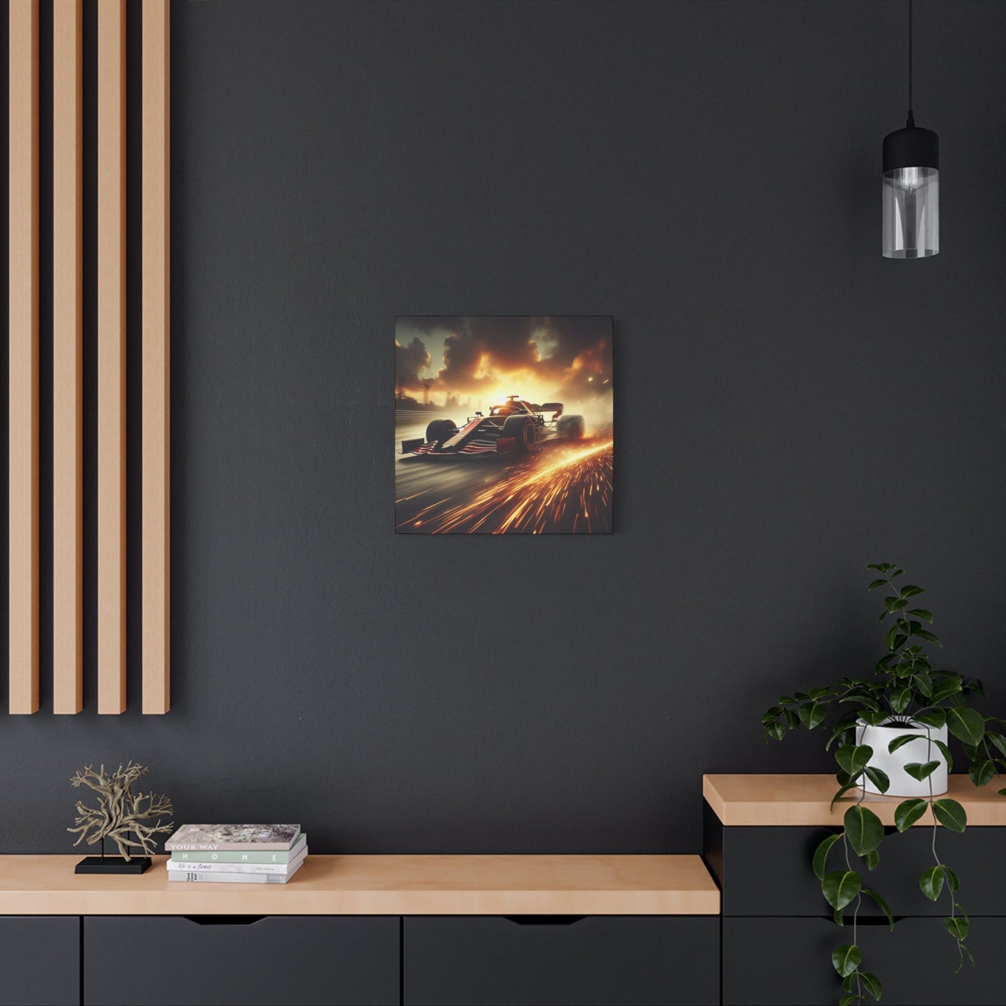 π Golden Drift Canvas Print β Formula 1 Racing Sparks Art | High - Speed Wall Decor - BTS Canvas