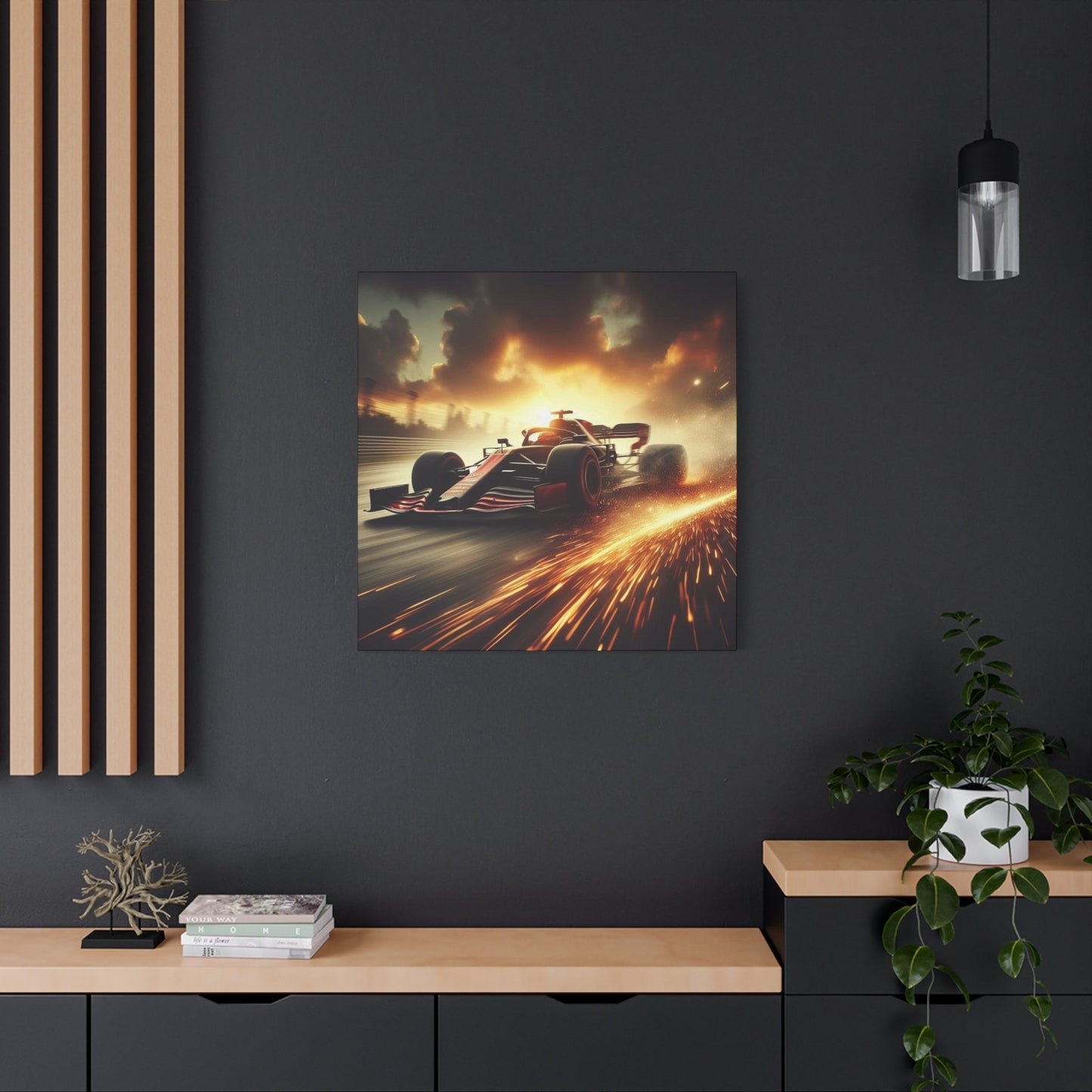 π Golden Drift Canvas Print β Formula 1 Racing Sparks Art | High - Speed Wall Decor - BTS Canvas