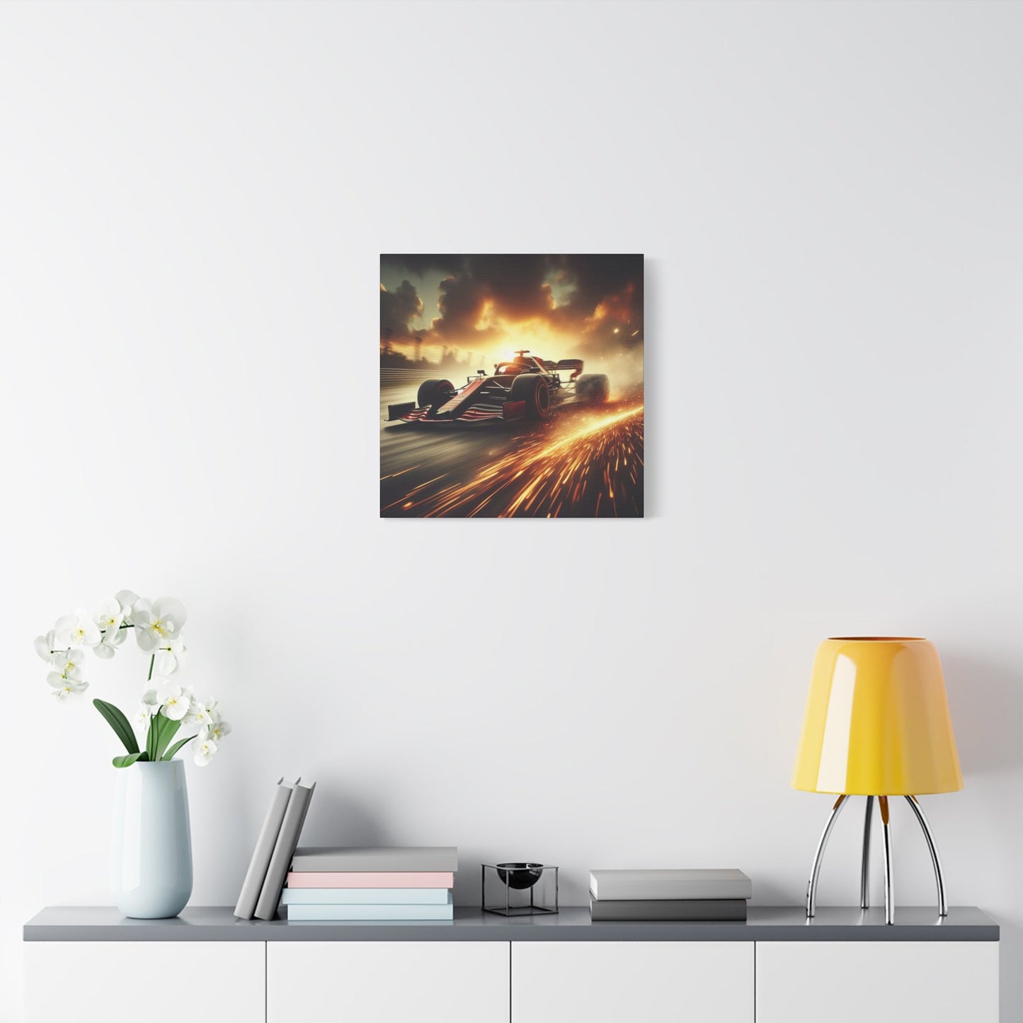 π Golden Drift Canvas Print β Formula 1 Racing Sparks Art | High - Speed Wall Decor - BTS Canvas