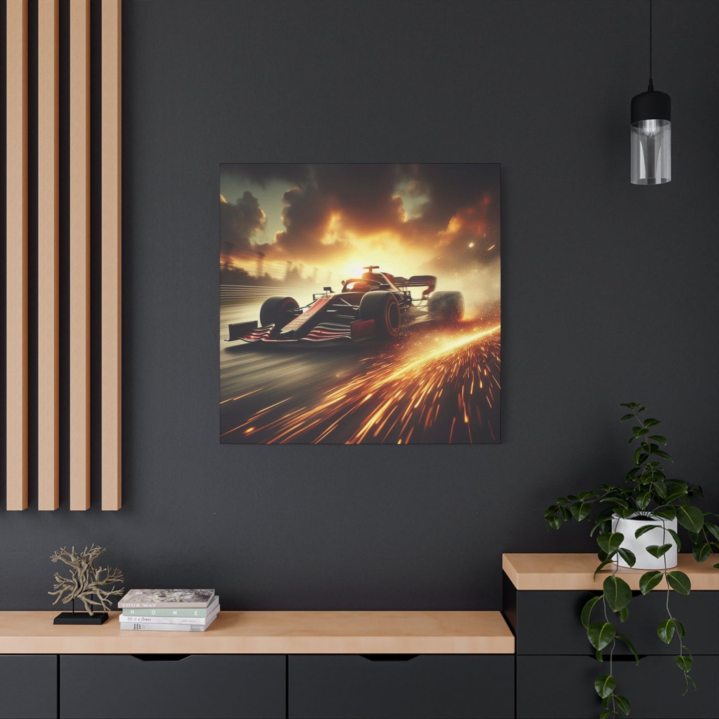 π Golden Drift Canvas Print β Formula 1 Racing Sparks Art | High - Speed Wall Decor - BTS Canvas