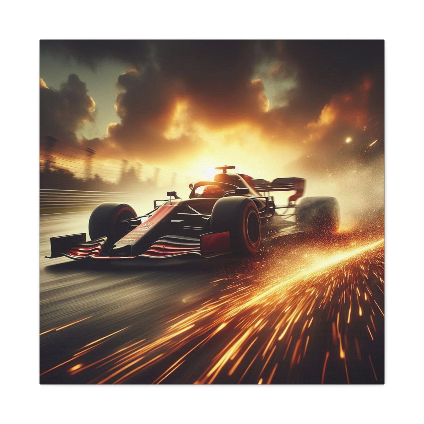 π Golden Drift Canvas Print β Formula 1 Racing Sparks Art | High - Speed Wall Decor - BTS Canvas