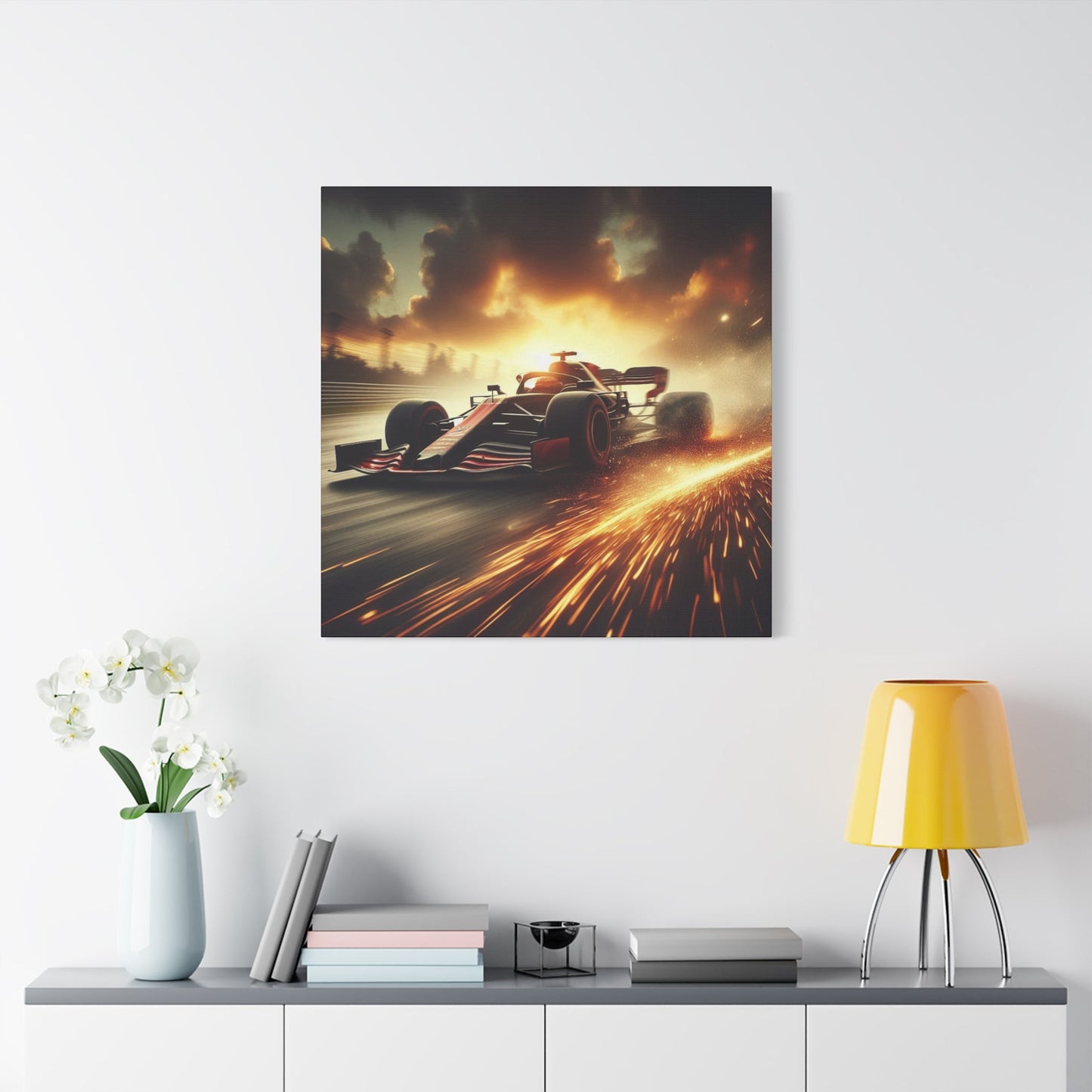 π Golden Drift Canvas Print β Formula 1 Racing Sparks Art | High - Speed Wall Decor - BTS Canvas