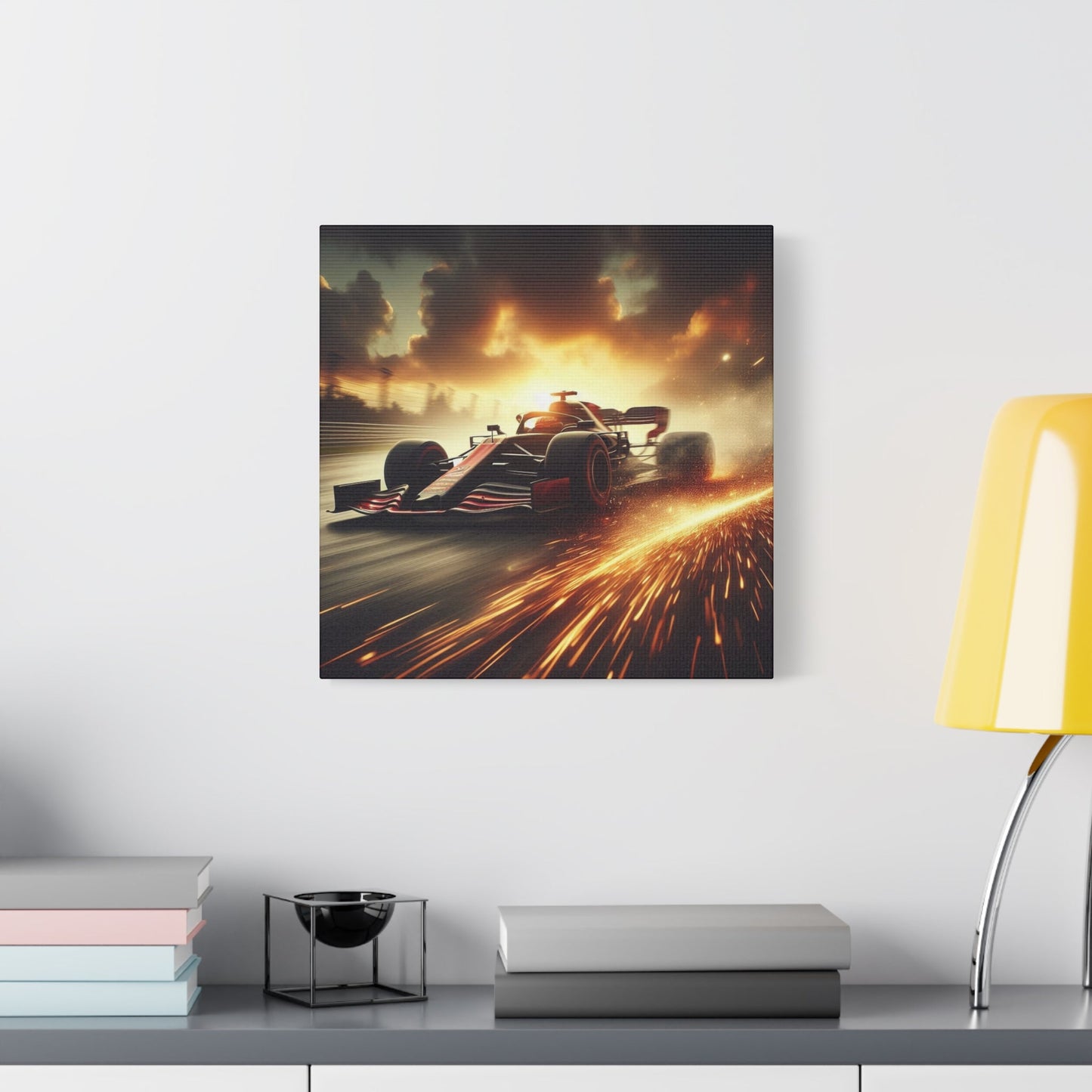 π Golden Drift Canvas Print β Formula 1 Racing Sparks Art | High - Speed Wall Decor - BTS Canvas