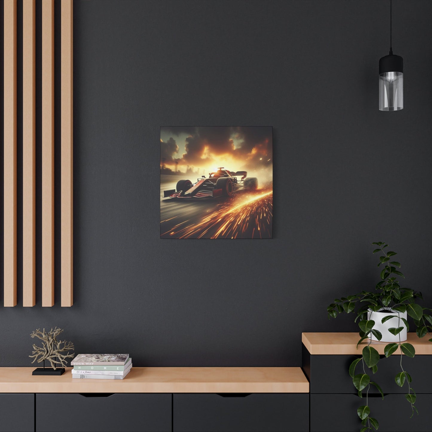 π Golden Drift Canvas Print β Formula 1 Racing Sparks Art | High - Speed Wall Decor - BTS Canvas