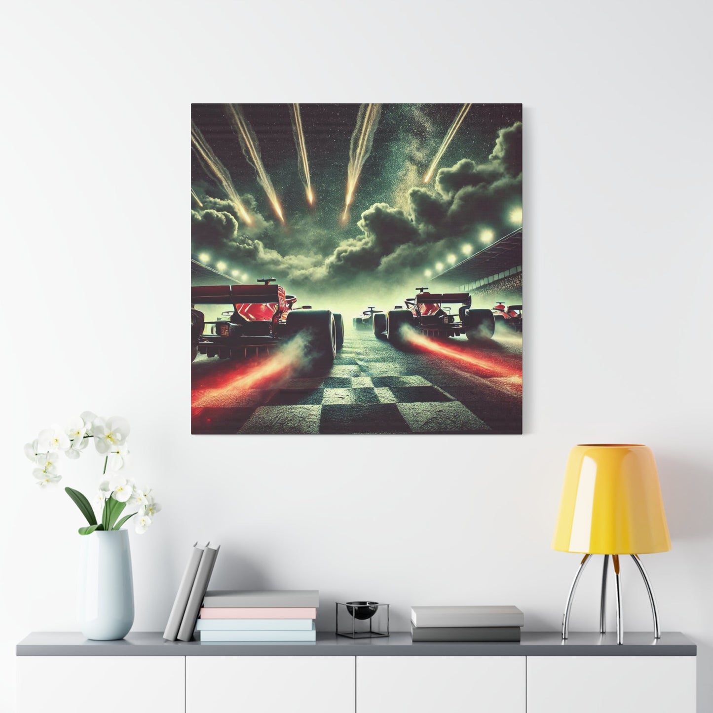 ๐ Meteor Rush Canvas Print โ Formula 1 Racing Under Stars | Motorsport Wall Art - BTS Canvas