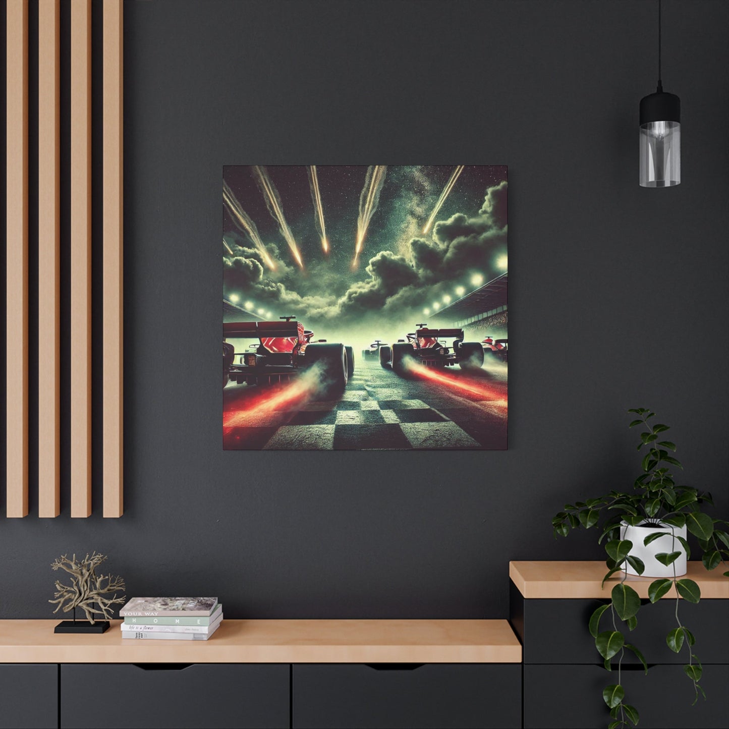 ๐ Meteor Rush Canvas Print โ Formula 1 Racing Under Stars | Motorsport Wall Art - BTS Canvas
