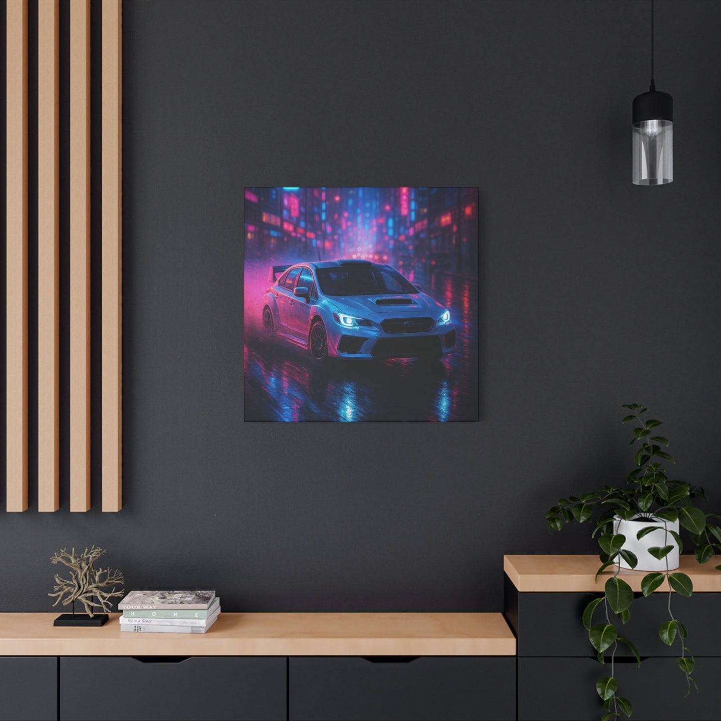 Neon Drift Canvas Print β Subaru WRX STI Urban Racing Art | Night City Wall Decor - BTS Canvas
