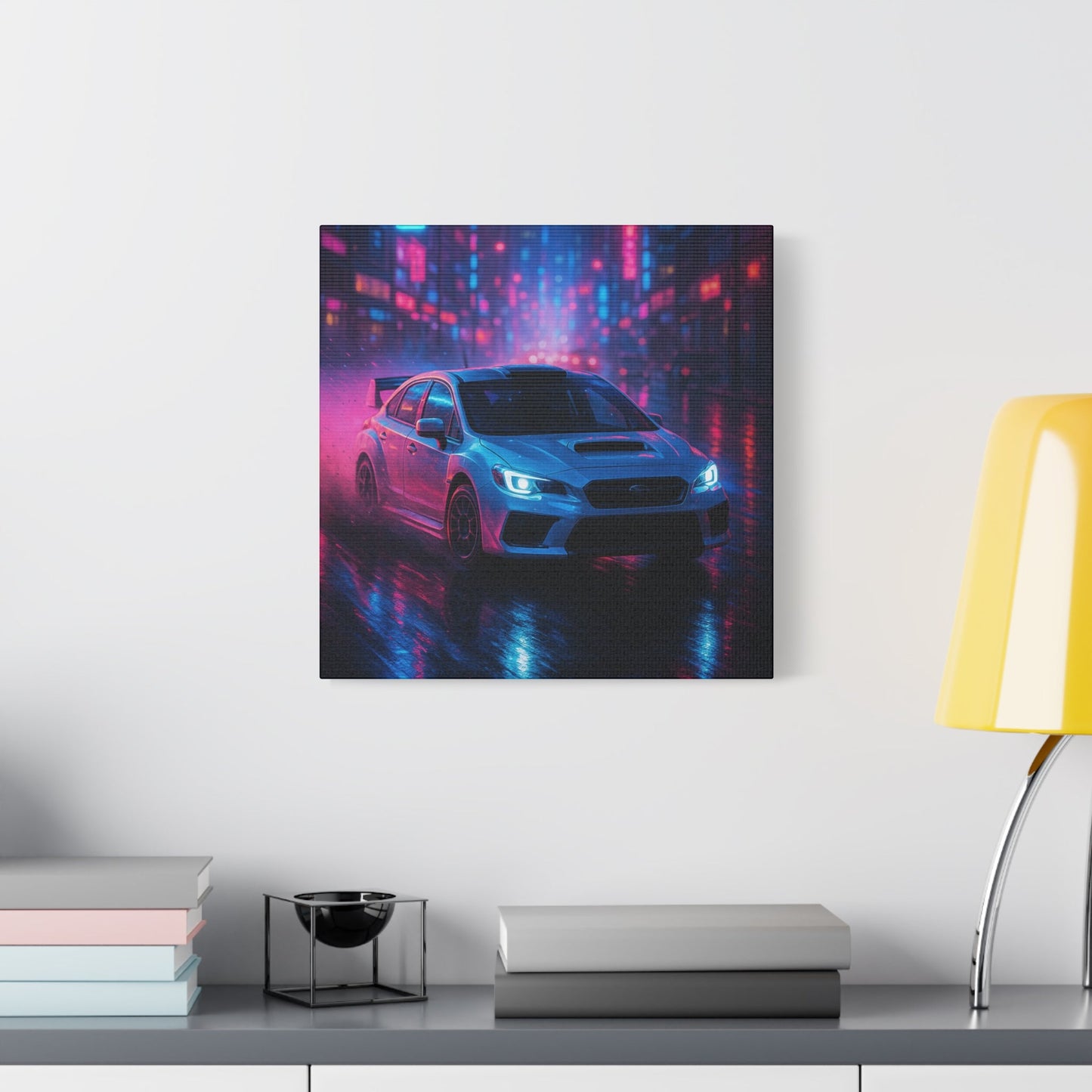Neon Drift Canvas Print β Subaru WRX STI Urban Racing Art | Night City Wall Decor - BTS Canvas