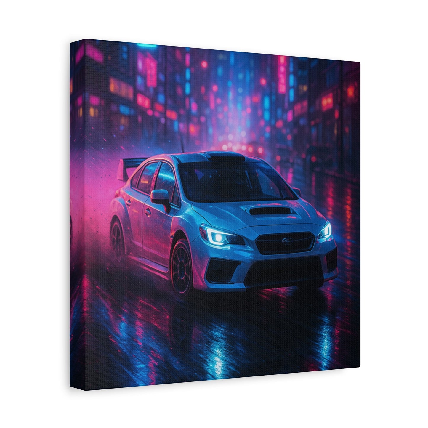 Neon Drift Canvas Print β Subaru WRX STI Urban Racing Art | Night City Wall Decor - BTS Canvas