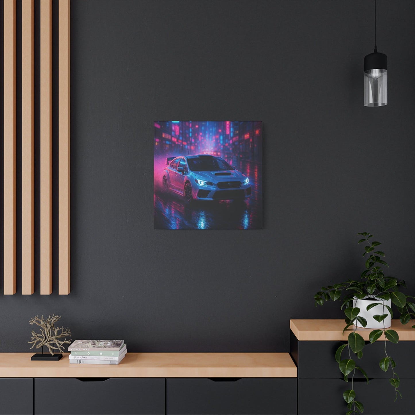 Neon Drift Canvas Print β Subaru WRX STI Urban Racing Art | Night City Wall Decor - BTS Canvas