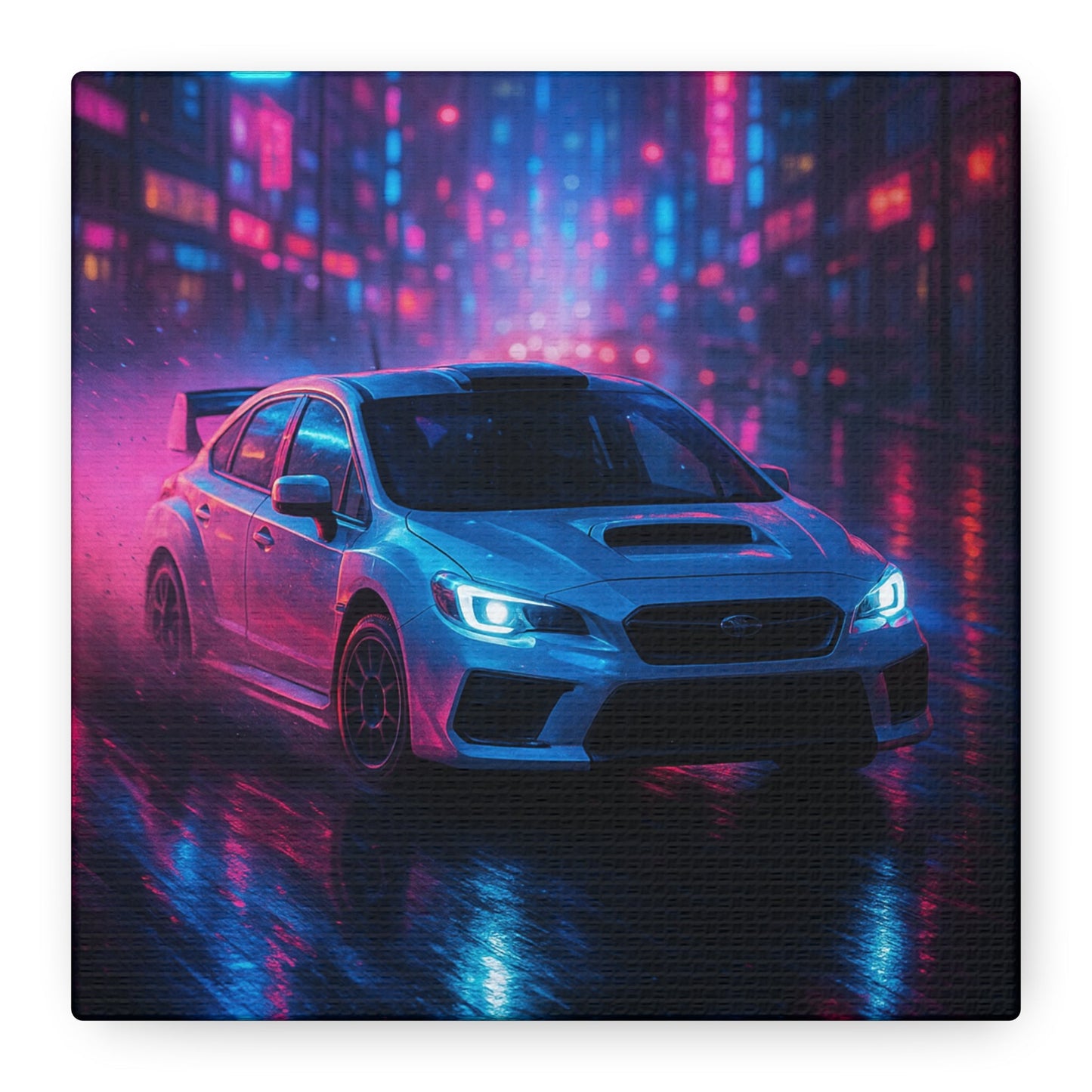 Neon Drift Canvas Print β Subaru WRX STI Urban Racing Art | Night City Wall Decor - BTS Canvas