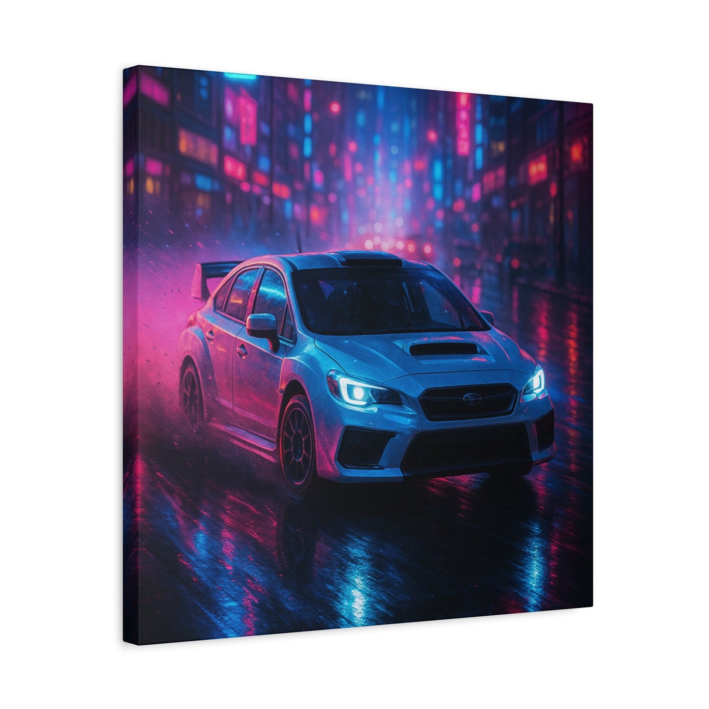 Neon Drift Canvas Print β Subaru WRX STI Urban Racing Art | Night City Wall Decor - BTS Canvas