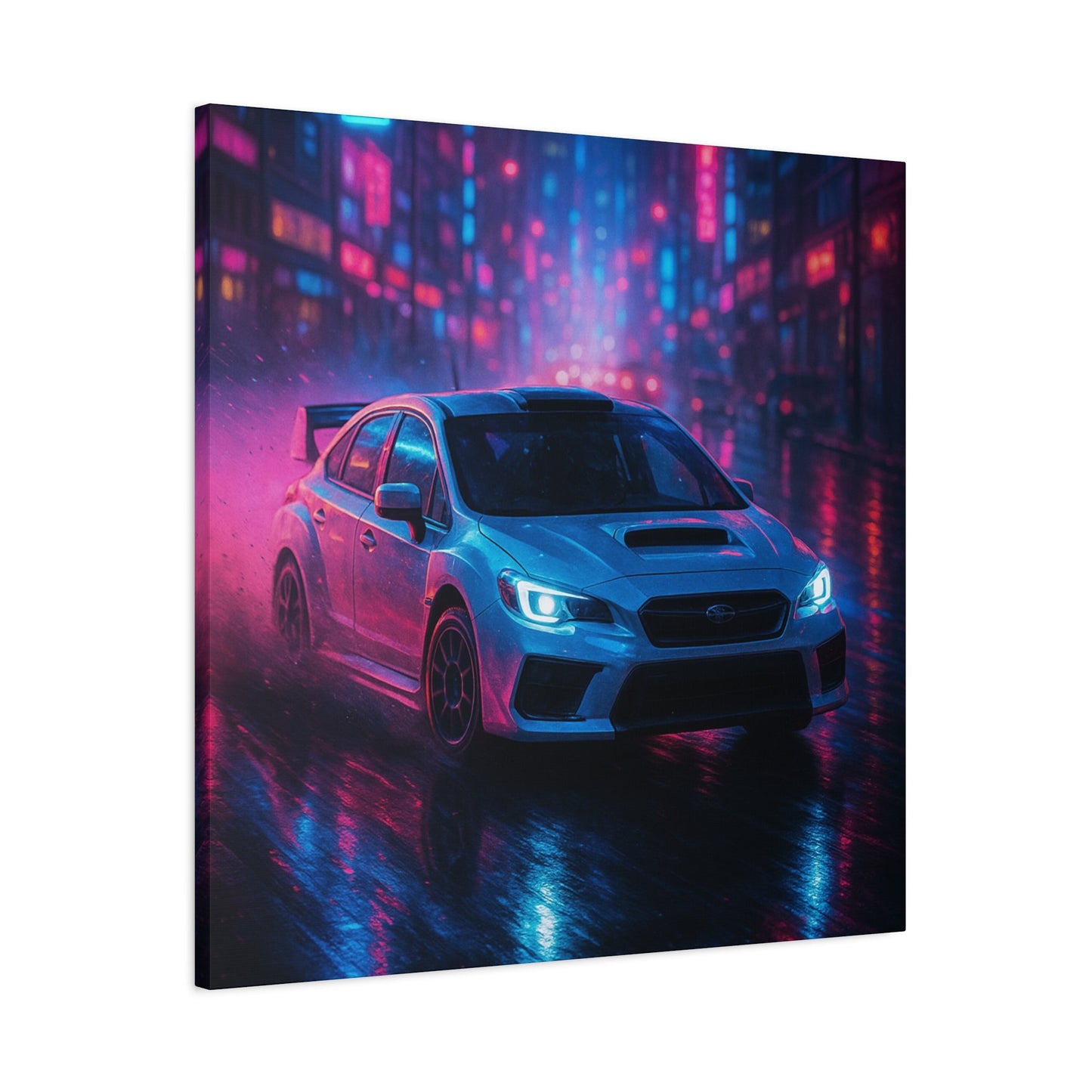 Neon Drift Canvas Print β Subaru WRX STI Urban Racing Art | Night City Wall Decor - BTS Canvas