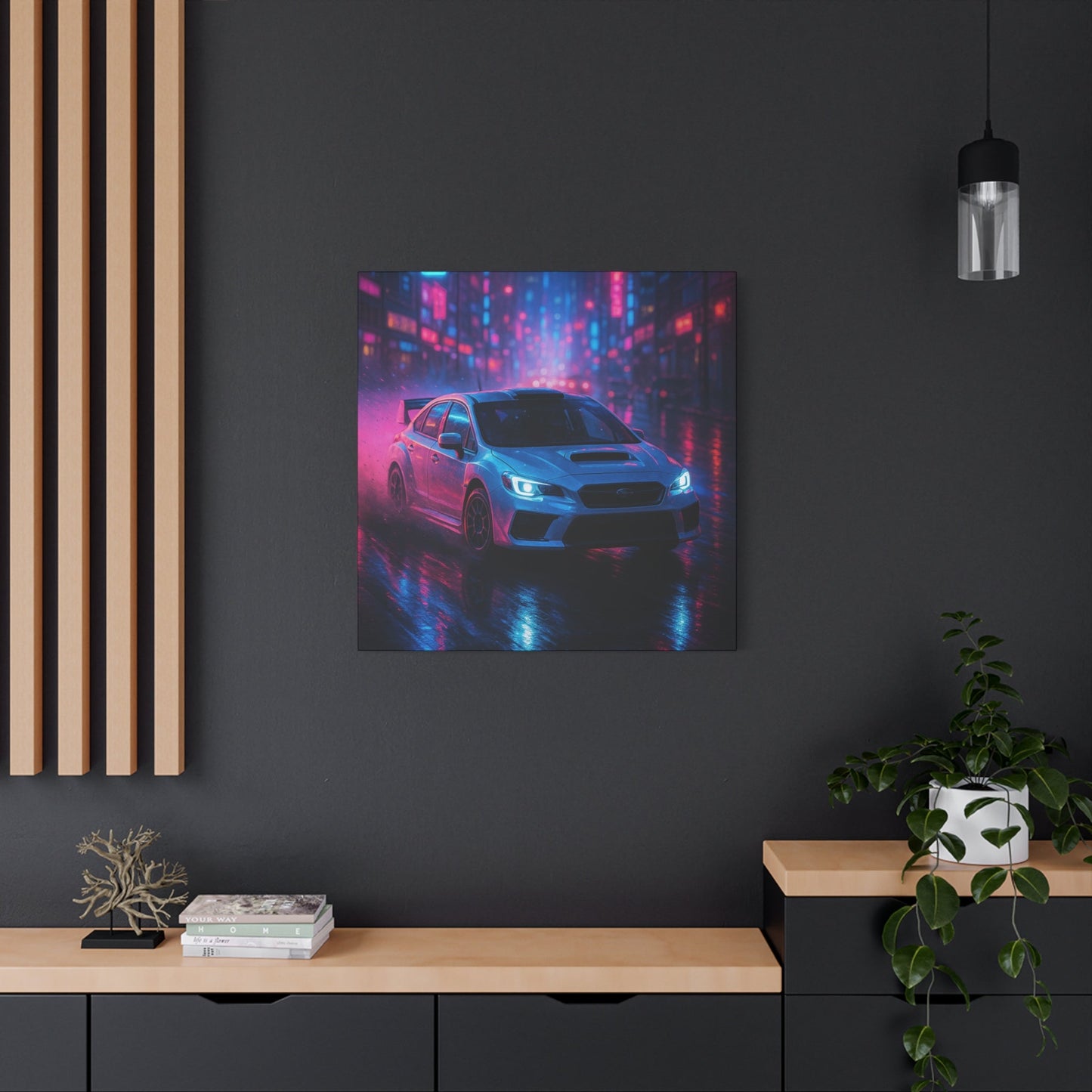 Neon Drift Canvas Print β Subaru WRX STI Urban Racing Art | Night City Wall Decor - BTS Canvas
