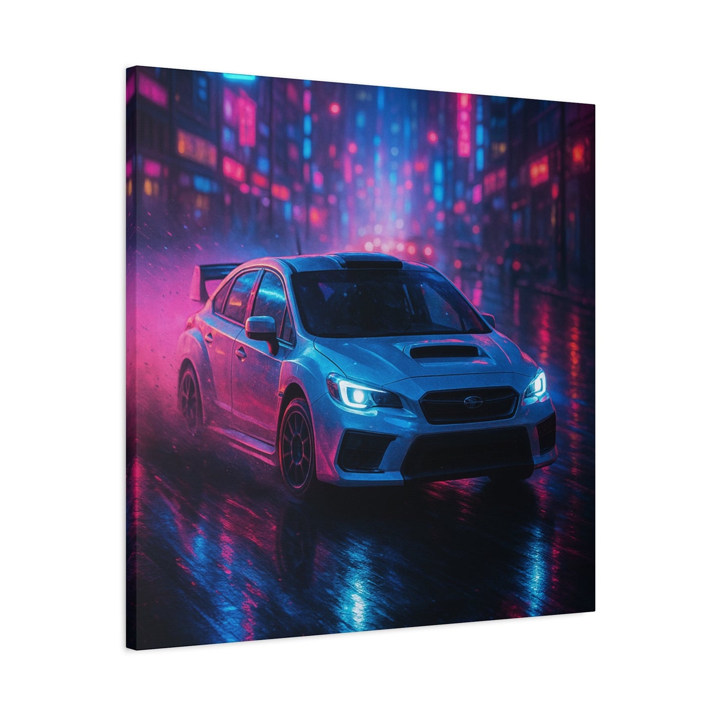 Neon Drift Canvas Print β Subaru WRX STI Urban Racing Art | Night City Wall Decor - BTS Canvas