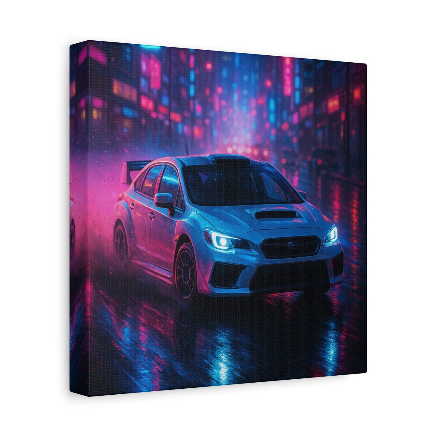 Neon Drift Canvas Print β Subaru WRX STI Urban Racing Art | Night City Wall Decor - BTS Canvas
