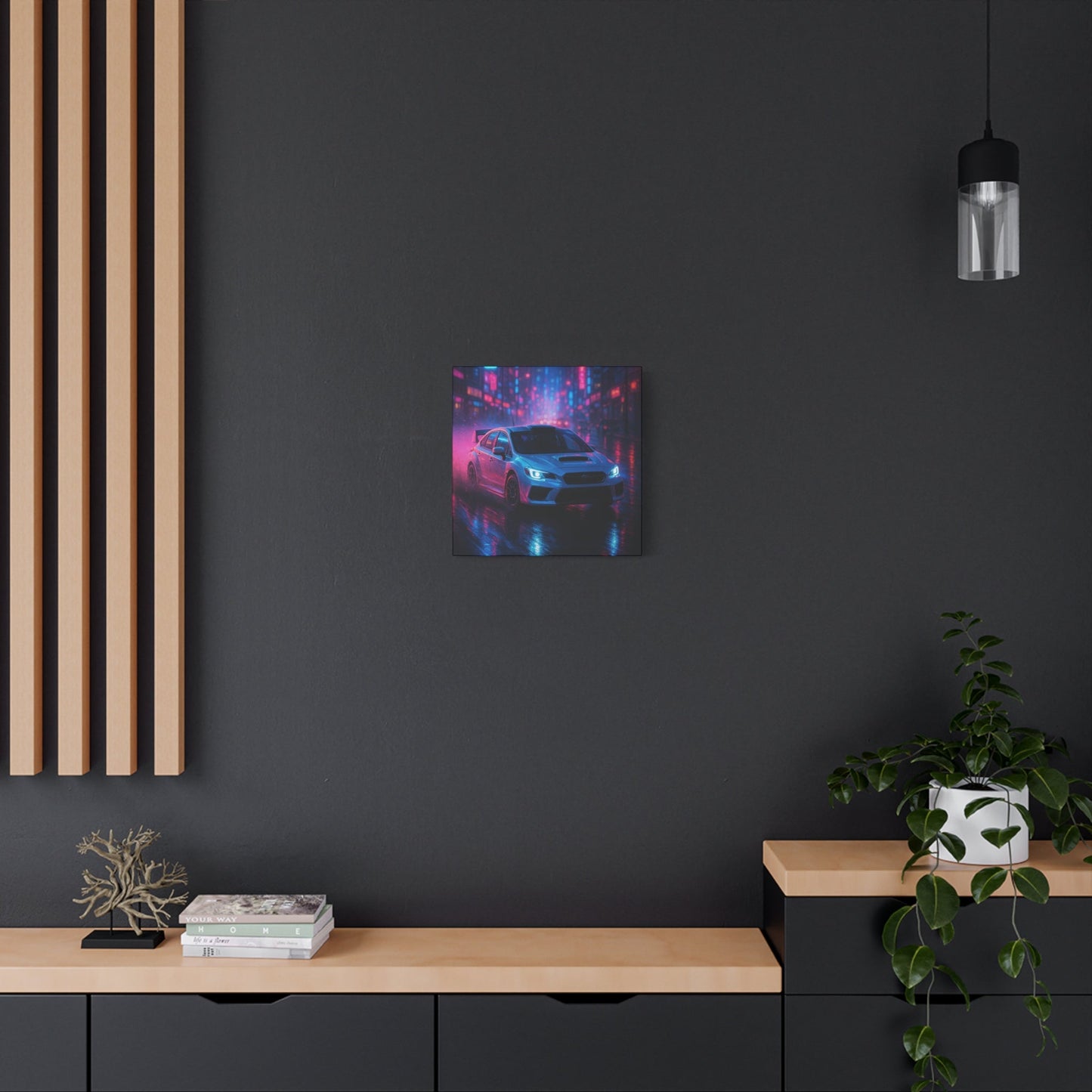 Neon Drift Canvas Print β Subaru WRX STI Urban Racing Art | Night City Wall Decor - BTS Canvas