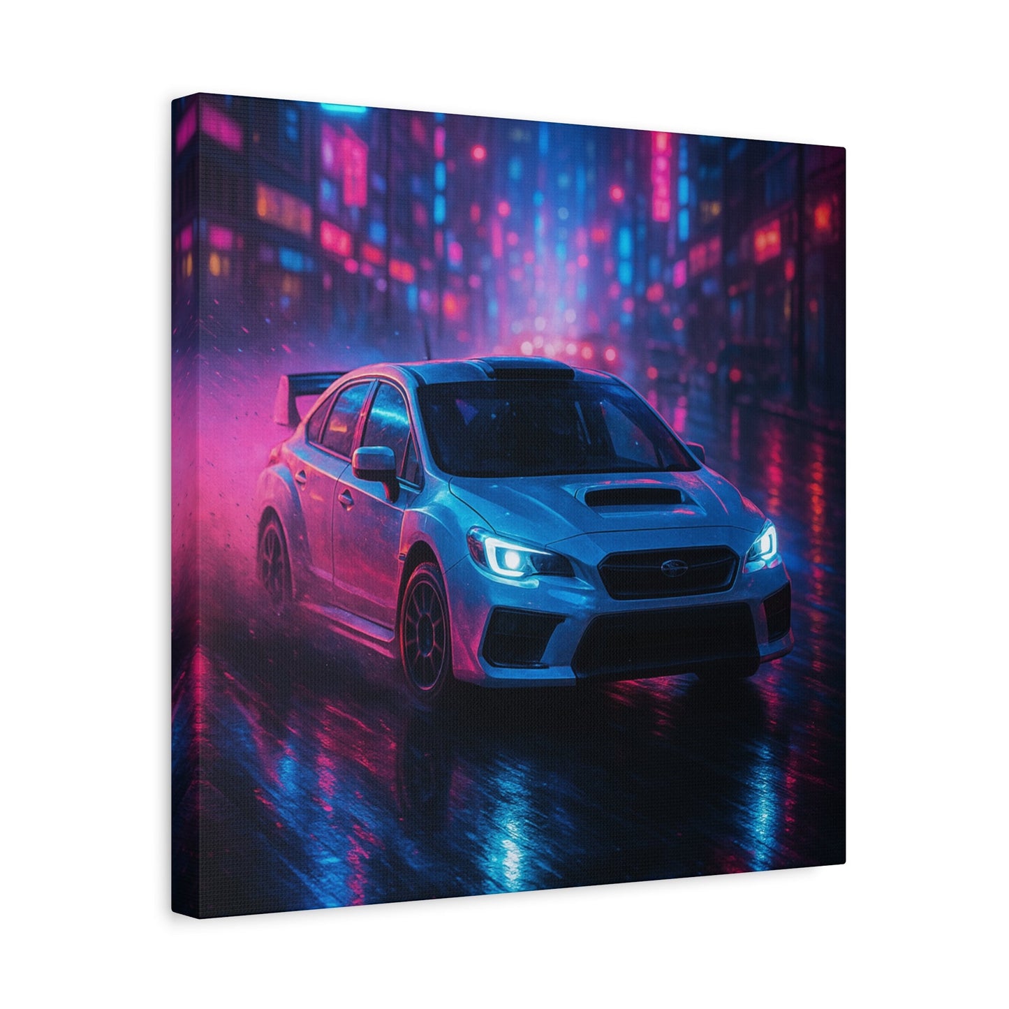 Neon Drift Canvas Print β Subaru WRX STI Urban Racing Art | Night City Wall Decor - BTS Canvas