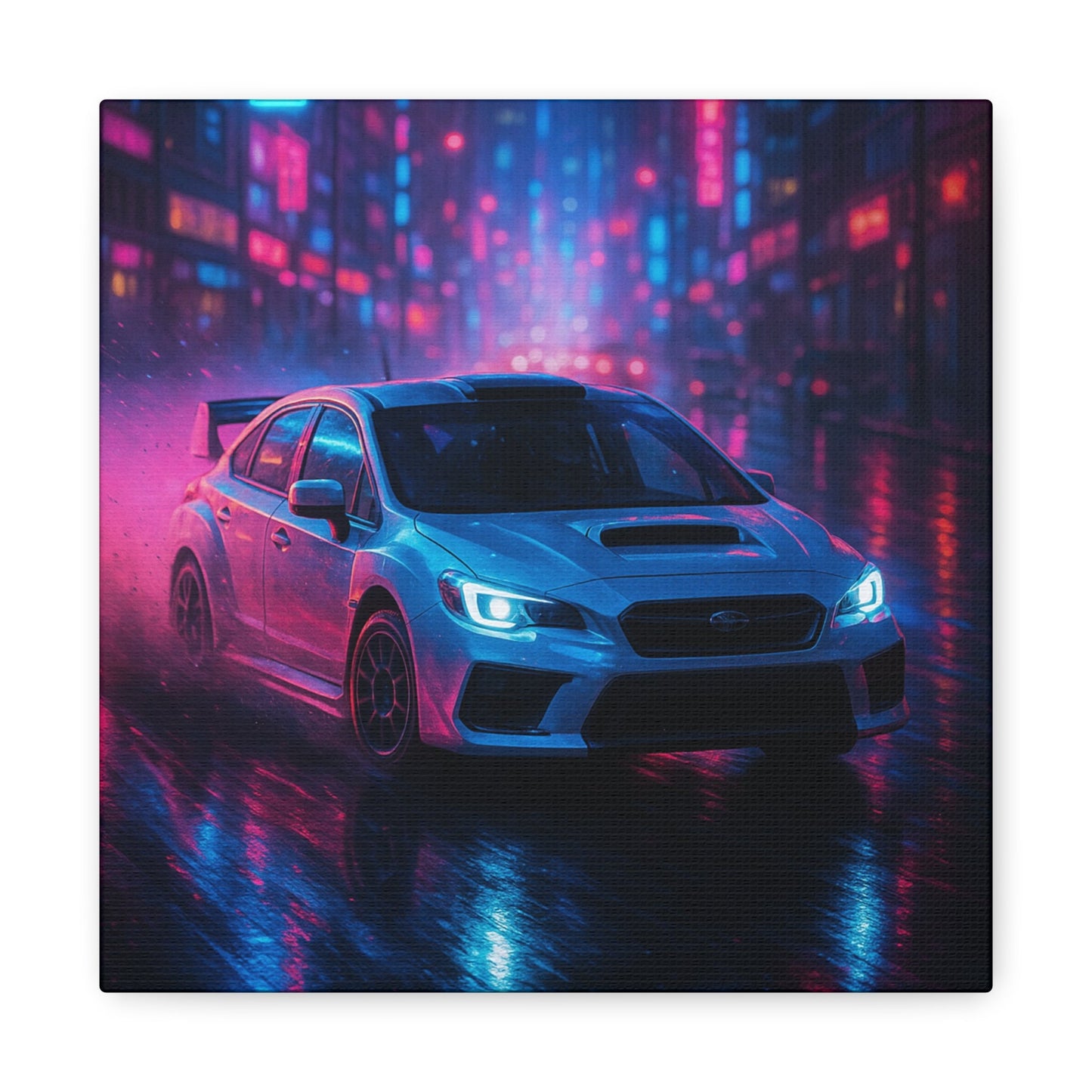 Neon Drift Canvas Print β Subaru WRX STI Urban Racing Art | Night City Wall Decor - BTS Canvas