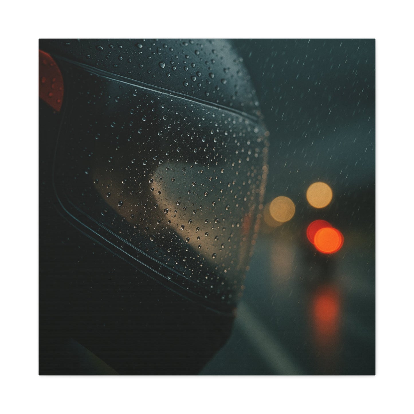 🖤 Rider’s Reflection – Rainy Visor Motorcycle Canvas Print | Grit, Mystery & Focus Wall Art - BTS Canvas