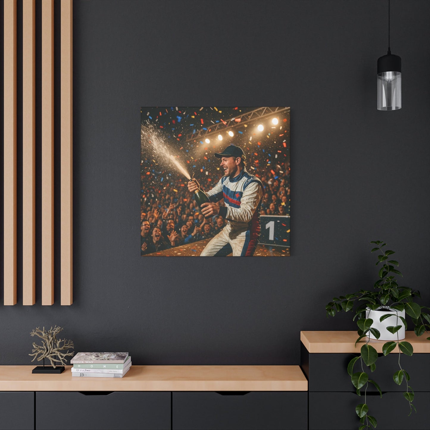 Victory Celebration Canvas Print β Motorsport Champion Podium Art | Racing Glory Wall Decor - BTS Canvas